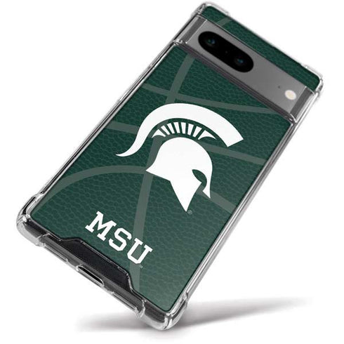 Michigan State University Green Basketball Google Pixel 8a Clear Case
